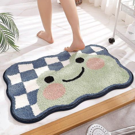 Lot de 2 tapis de bain grenouille, 40 x 60 cm, ultra doux et absorbants, lavables en machine, antidérapants pour le bain et la douche. (1/5)