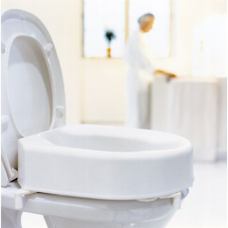 Etac Hi-Loo: asiento de inodoro elevado (6 o 10 cm) con o sin tapa. Etac Hi-Loo: asiento de inodoro elevado (10 cm de altura, 150 kg). (1/5)