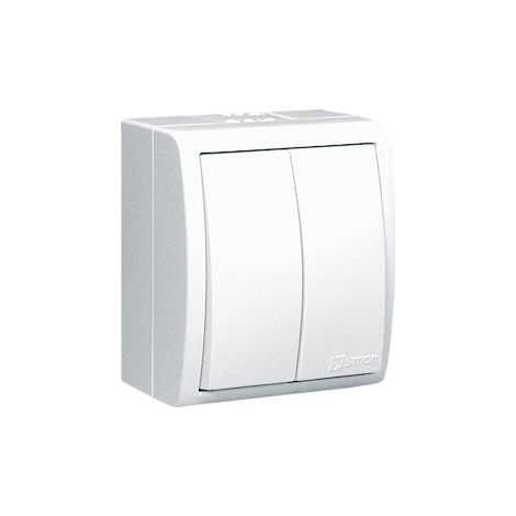 Interruptor doble Aquarius, herm茅tico, IP54, blanco, con retroiluminaci贸n - E131AA-KN290