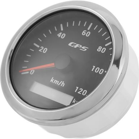 Compteur de vitesse GPS marin 85mm 120km/h avec rétroéclairage 7 couleurs pour bateau, voiture, camping-car, yacht - Noir (1/5)