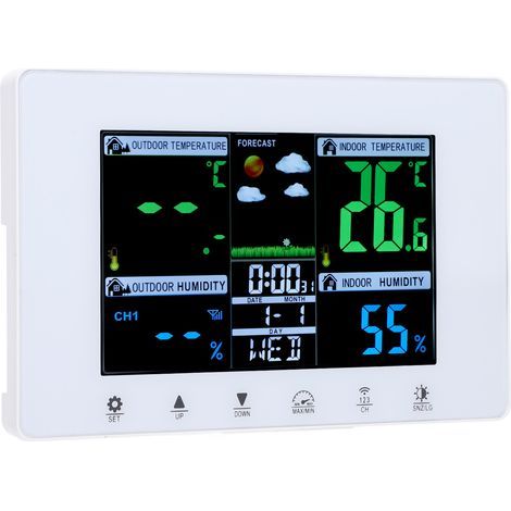 Weather clock, color LCD display, digital weather thermometer with atomic thermometer for garage (1/5)