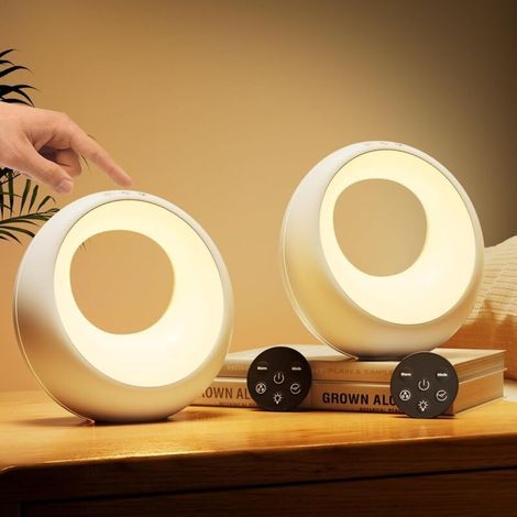 2pcs Dimmable Wireless RGB LED Bedside Lamp with Remote Control, USB Rechargeable Night Light for Bedroom, Decorative Table Lamp – [Energy Class A] (1/5)
