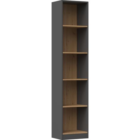 CDF Bücherregal R40 Farbe: Anthrazit - Eiche Artisan Breite: 40 Zentimeter Für Wohnzimmer, Büro und Arbeitszimmer Regal für Bücher und Spielzeug Ideal für Kinderzimmer, Teenager (1/5)