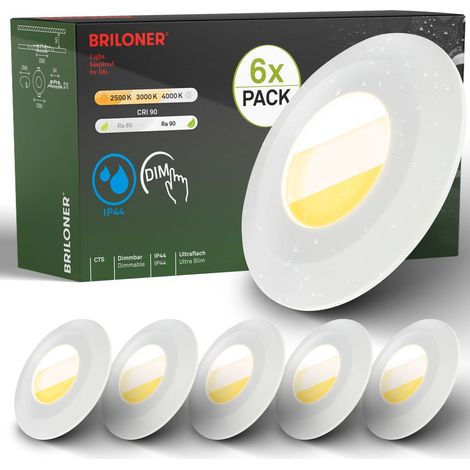 6er Set LED Bad Einbaustrahler LED Einbauleuchten Bad Spots CTS dimmbar Ra90