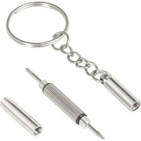 2 pcs Tournevis de réparation de poche pour lunettes et lunettes de soleil Porte-clés à double extrémité Tête cruciforme, tête plate et porte-écrou (1/4)