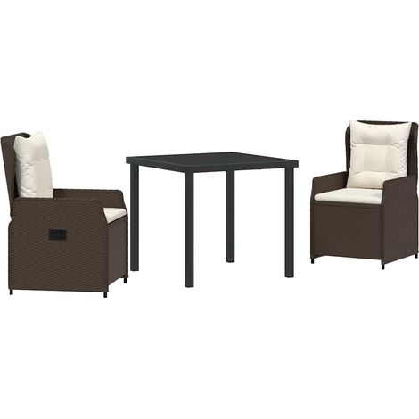 Ensemble de salle à manger pour jardin 3 pcs，Salon de jardin Marron polyrotin CFW36037 (1/5)