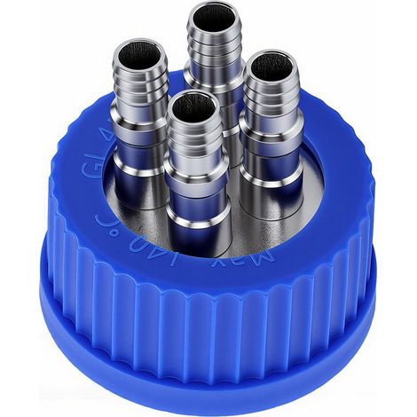 Bouchon de bouteille de sécurité GL45 avec 4 ports, interface en acier inoxydable 304, liquide de laboratoire, phase mobile, diamètre de remplissage 8-10mm, grande taille (1/5)