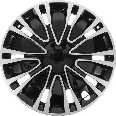 Enjoliveurs de Remplacement pour Voiture Universels en Polypropylène, Cache-moyeu 16 Pouces Argenté et Noir, Accessoires Décoratifs pour Jantes, Compatibles Divers Modèles (1/5)