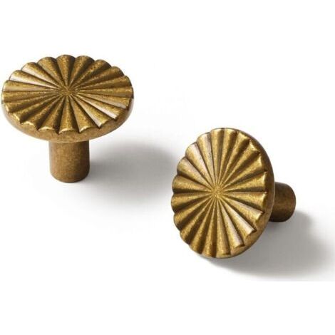 Bardusch-Lot de 10 Boutons de Porte et Poignées de Tiroir en Laiton Vieilli - Style Plat pour Cuisine Salle de Bain Commode Zinc (1/4)