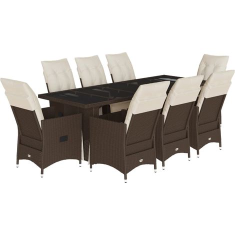 Maison Exclusive - Set de mesa y sillas jardín 9 piezas y cojines (1/5)