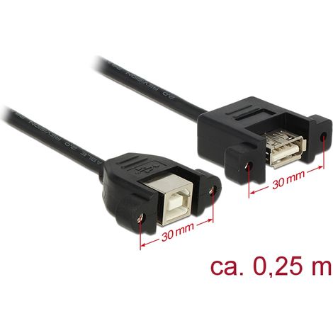 Kabel usb 2.0 b buchse zum einbau  usb 2.0 a buchse zum einbau 0,25 m delock