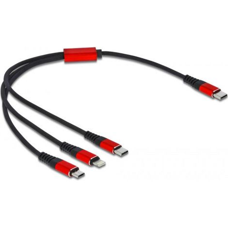 Delock Câble de charge USB USB 2.0 USB-C® mâle, USB-C® mâle, USB-Micro-B mâle, Connecteur Lightning