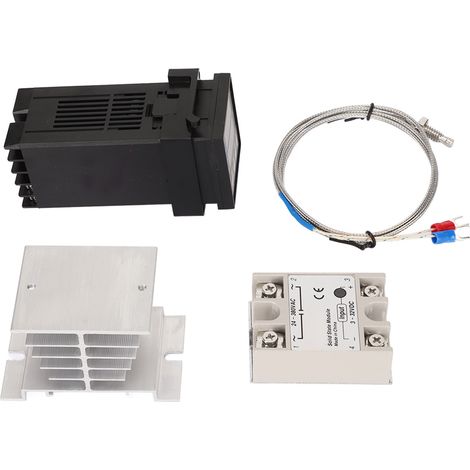 Ensemble de contrôle de température agricole 100-240 V, thermostat de type K, dissipateur thermique pour thermocouple et relais statique 40 A (1/5)