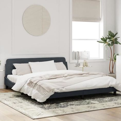 Cadre de lit - CUQUE - CQ019 - Velours gris foncé - 180x200 cm - Design contemporain (1/4)