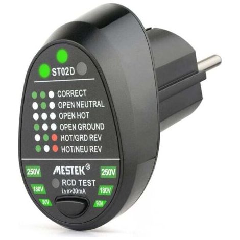 Testeur De Prise Électrique Automatique Détecteur Polarité RCD Terre Neutre (1/4)