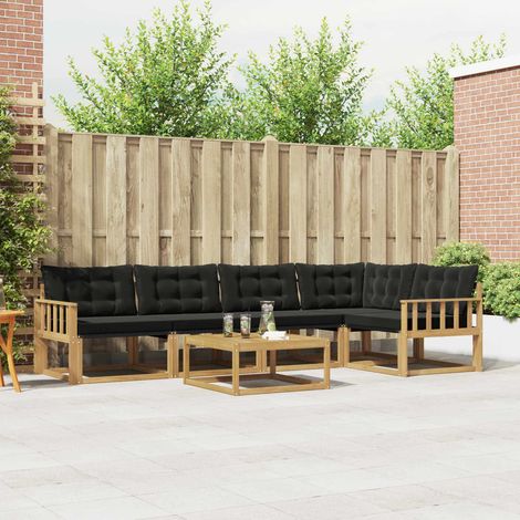 vidaXL Outdoor-Sofagarnitur 6 pcs Weiß und Schwarz 79 x 79 x 37 cm (1/5)