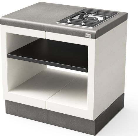 TUOZI - Module de support pour plans de travail KITAWAY GAS pour Barbecue en Béton Préfabriqué (Blanc, Gris - 84 x 63 x 63 cm) - Usage Extérieur
