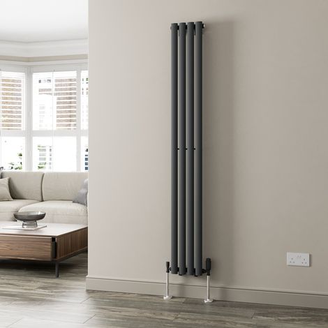 Anthracite Oval Column Designer Radiator Vertical Horizontal 1800 x 240mm Single Panel