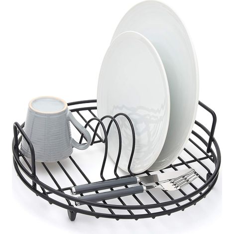 Égouttoir Circulaire - Égouttoir à Vaisselle Rond - Acier recouvert de Plastique Noir (1/5)