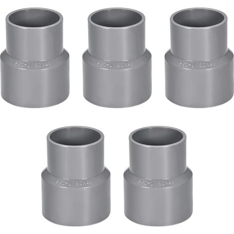 5Pcs Réducteur de Tuyau PVC DWV Hub 40 Gris 40mm x 50mm (1/3)