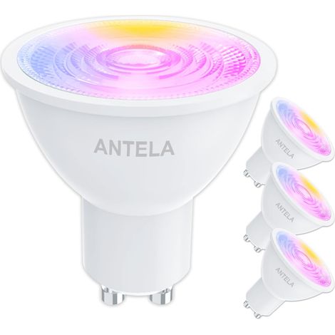 Ampoule Connectée WiFi Gu10 4,5W 350LM LED RGB Lumière Blanche Chaude/Froide 2700K-6500K, Ampoule Intelligente Angle de Faisceau de 40°, 4 PCS (1/5)