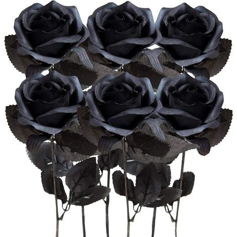Roses artificielles, 6 pièces de fleurs en soie, magnifiques fleurs artificielles réalistes pour bouquets de mariage à faire soi-même et décoration intérieure (sans-AquaForge (1/4)