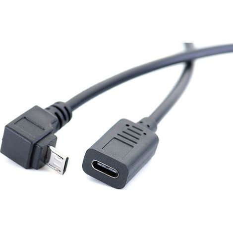 Micro 5P male right-angle to Type-C female charging and data adapter cable, universal for Android phones and tablets. (1/5)