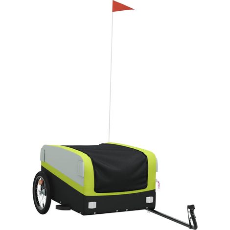 Remorque de vélo noir et vert 45 kg fer CFW77405 (1/5)
