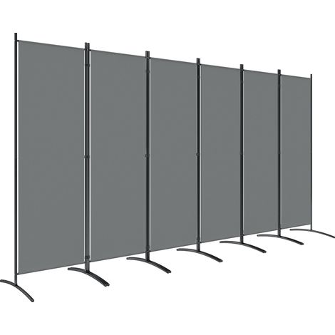 Outsunny Garden Privacy Screen Foldable 6 Panel Room Divider, Dark Grey (1/5)