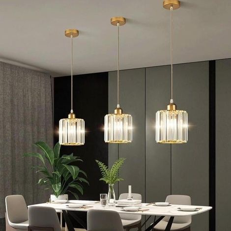 Lustre en cristal doré, E27, plafonnier LED, éclairage de salon, convient aux salons, hôtels et salles à manger. (1/5)