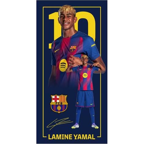Toalla de playa FC Barcelona Lamine Yamal microfibra 70x140 124609 multicolor