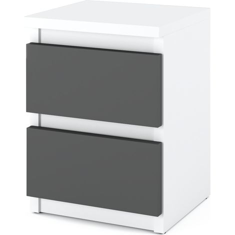 Mesita de noche blanca y gris de 30 cm, 2 unidades, mesa auxiliar para dormitorio, mueble auxiliar.