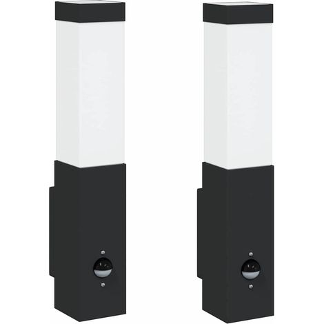 Set di 2 moderne lampade da parete per esterni resistenti alle intemperie 10,5 x 6 x 33 cm in acciaio inox nero 020056514
