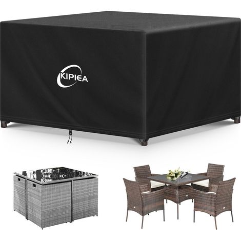 Housses Salon de Jardin Exterieur Imperméable, Carré Housses Table de Jardin Coupe-Vent, 420D Tissu Oxford Bache De Protection Salon de Patio Exterieur, Anti-UV- 115x115x71cm (1/5)