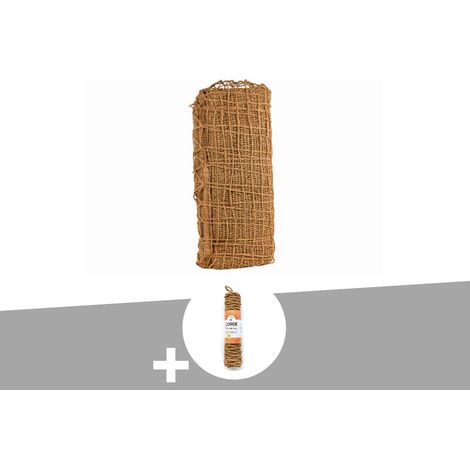 Ombrière naturelle en fibres de coco Rectangulaire 3 x 2 m + 1 corde fibre de coco 12 m - Jardiline