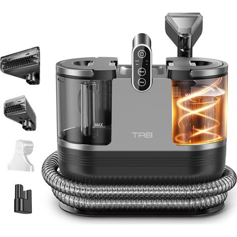 TAB Fleckenreiniger FastHeating Polsterreiniger für Teppiche, Vorleger, Polster, Treppen, Autos Waschsauger TeppichreinigerWaschen mit 60℃ heißem WasserZwei-Tank-Technologie14KPa Starke Saugkraft