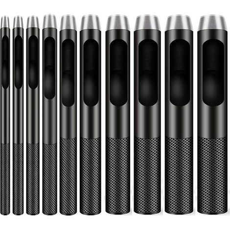 Lot de 10 emporte-pièces ronds en acier pour le travail du cuir, trous de 1 à 10 mm pour ceintures, bracelets de montres et vêtements. (1/5)