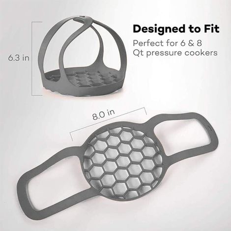 Autocuiseur Sling. Silicone Sling Bakeware 6Qt/8Qt Instantané Pot/Multi-Fonction Cooker Anti-échaudage Ustensiles de Cuisson à Vapeur Lifter Rack. Sans BPA Silicone Egg Vapeur Rack(Gris) (1/5)
