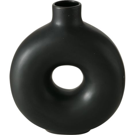 Boltze Vasen Set Lanyo schwarz Blumenvase aus Keramik, runde Form