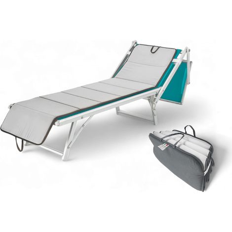Tex Family – Matelas pliant double face 52x200 cm – Épaisseur 2 cm – Poignées pratiques – Microfibre lavable – Pour plage et piscine