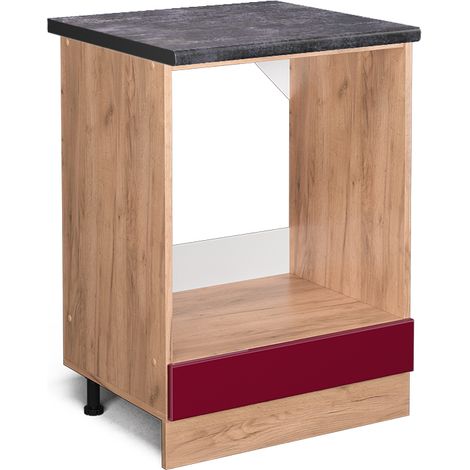 Herdumbauschrank R-Line, Bordeaux Hochglanz, 60 cm , AP Anthrazit, Vicco