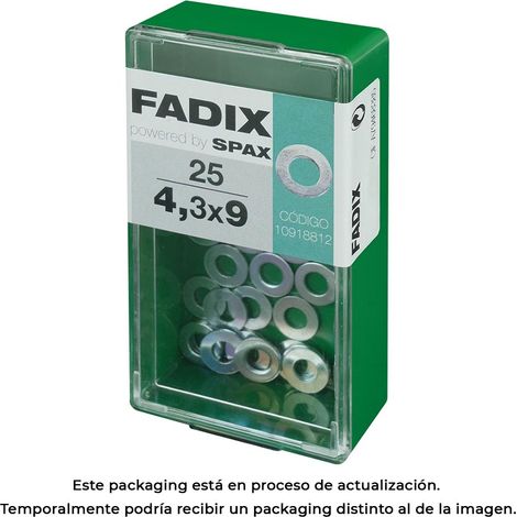 Caja de 25 unidades de arandela plana en cinc 4,3x9mm Fadix (1/3)