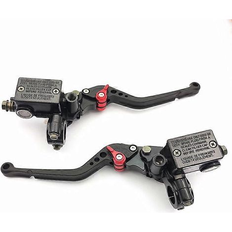 Ensemble de pompe de frein supérieure gauche et droite pour voiture et moto électrique, accessoires de levier de frein en alliage d'aluminium modifié (noir) (1/4)