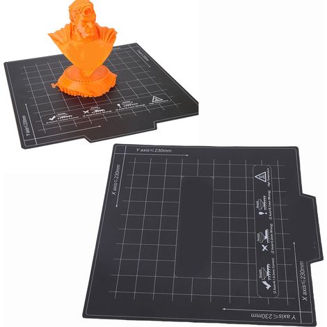 Accessoires pour imprimante 3D : plateau chauffant, tapis magnétique, plaque de base flexible, autocollant de masquage, bord anti-recourbement, 235 mm x 235 mm (1/5)