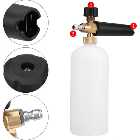 1/4" Verstellbare Schaumlanze für Hochdruckreiniger, 1L-Kanister, Autowaschdüse, verstellbarer Sprüher. (1/5)