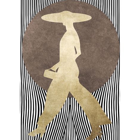 Papier peint panoramique design silhouette Tapisserie panoramique noire et blanche à rayures Papier peint panoramique idéal pour salon (1/2)