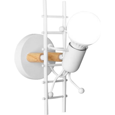 Lámpara de pared decorativa de hierro forjado "El hombrecito subiendo las escaleras", ideal para la habitación o el pasillo de un niño. (1/5)