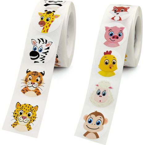Stück entzückende runde Landtieraufkleber in 16 Designs mit Perforation (1/5)