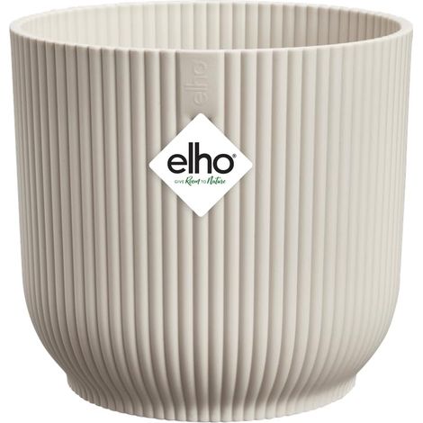 Elho Vibes Fold Round Mini 11-100% Plastica Riciclata - Vaso per Piante da Interno - Ø 11.1 x H 10.5 cm - Bianco/Linen White (1/5)