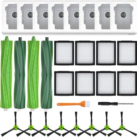 Accessoires pour iRobot Roomba i1+ i2+ i3+ i4+ i5+ i6+ i7+ i8+ j5+ j6+ j7+ j8+ (Pas pour Combo j7+ j9+) 4 Brosse en Caoutchouc, 8 Sacs à Poussière, 8 Filtres, 8 Brosses Latérales (1/5)